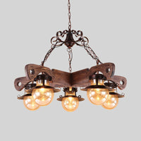 5/9 Lights Ball Pendant Lighting Cognac Seeded Glass Chandelier - Rebooters