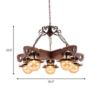 5/9 Lights Ball Pendant Lighting Cognac Seeded Glass Chandelier - Rebooters