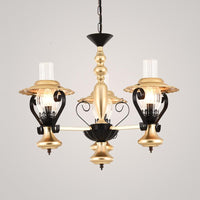 3/5 Lights Lantern Chandelier Lighting Height Adjustable Metal and Glass Vintage Pendant Lamp in Gold - Rebooters