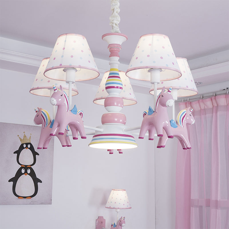 Resin Unicorn Suspension Light with Lace Shade Chandelier - Rebooters