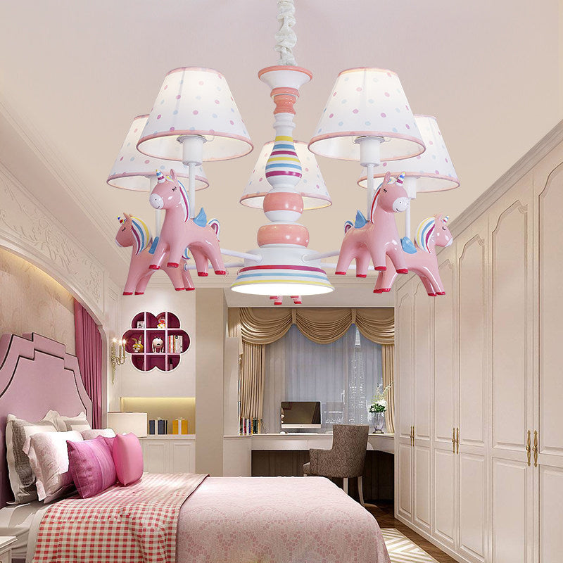 Resin Unicorn Suspension Light with Lace Shade Chandelier - Rebooters