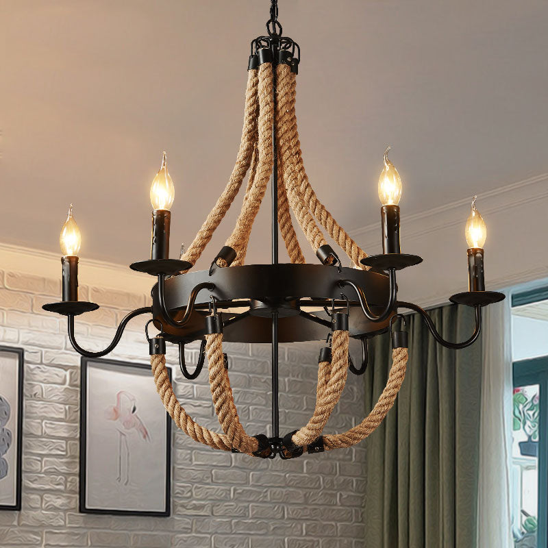 Industrial Candelabra Pendant Chandelier 6 Lights Black Ceiling Light - Rebooters