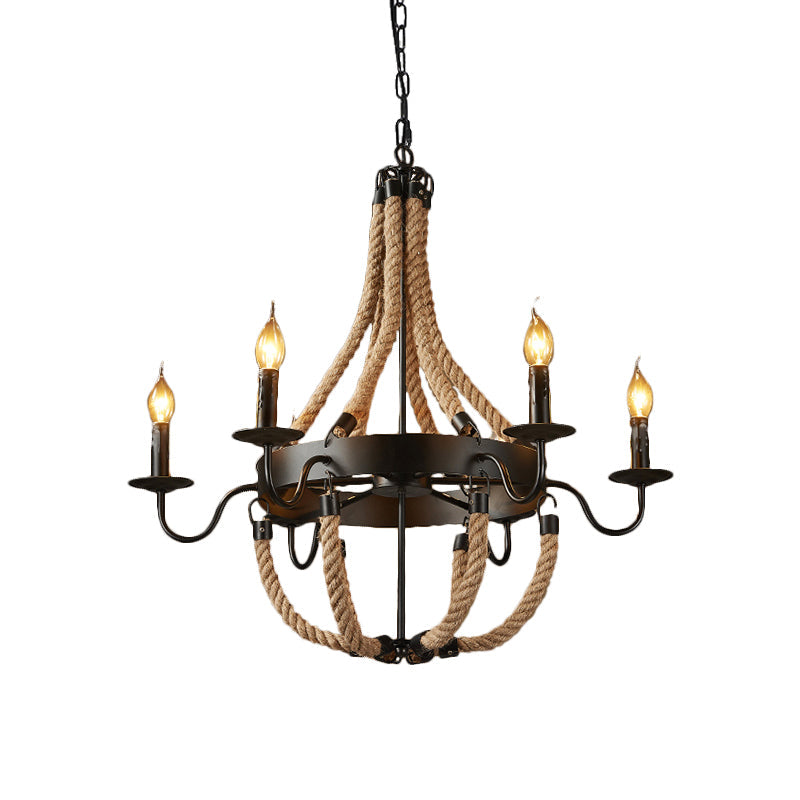 Industrial Candelabra Pendant Chandelier 6 Lights Black Ceiling Light - Rebooters