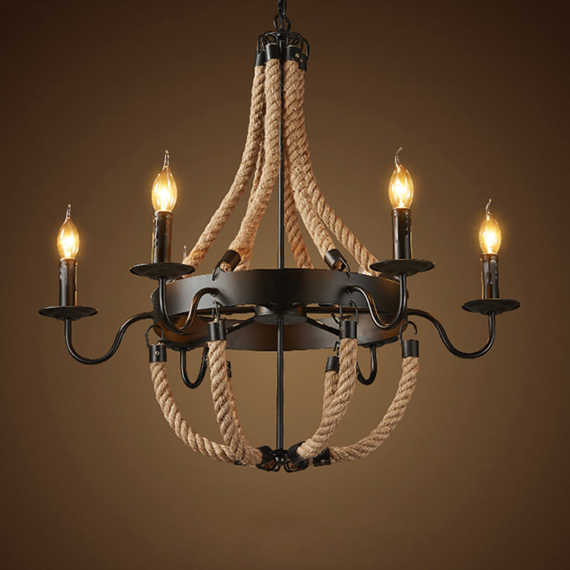 Industrial Candelabra Pendant Chandelier 6 Lights Black Ceiling Light - Rebooters