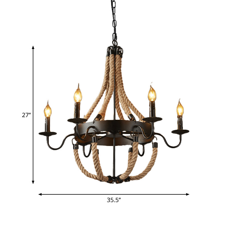 Industrial Candelabra Pendant Chandelier 6 Lights Black Ceiling Light - Rebooters