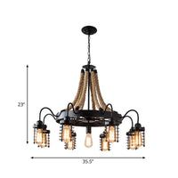 7/9 Heads Metal Ceiling Chandelier Vintage Black Cage Lamp - Rebooters