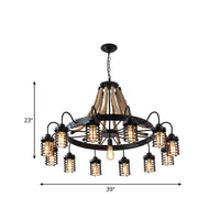 7/9 Heads Metal Ceiling Chandelier Vintage Black Cage Lamp - Rebooters