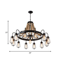 9/13 Lights Rope Chandelier Farm Style Bulb Cage Fixture - Rebooters