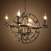 Industrial Globe Cage Chandelier Lighting Fixture 6-Bulb Iron Ceiling Light in Bronze Black - Rebooters