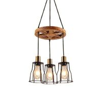 3/6-Light Metal Hanging Chandelier Factory Gold Open Cage Pendant Light - Rebooters