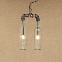 2-Light Chandelier Pendant Lighting Farmhouse Bottle Glass Shade - Rebooters