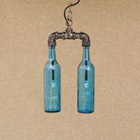 2-Light Chandelier Pendant Lighting Farmhouse Bottle Glass Shade - Rebooters