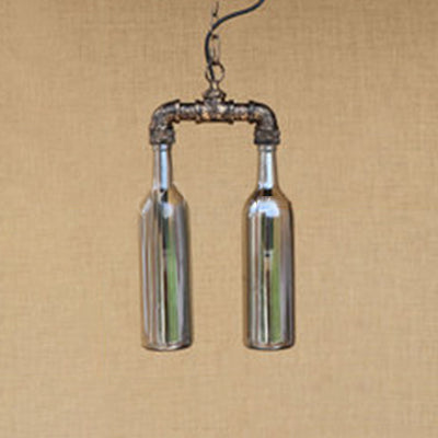 2-Light Chandelier Pendant Lighting Farmhouse Bottle Glass Shade - Rebooters