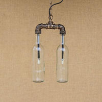 2-Light Chandelier Pendant Lighting Farmhouse Bottle Glass Shade - Rebooters