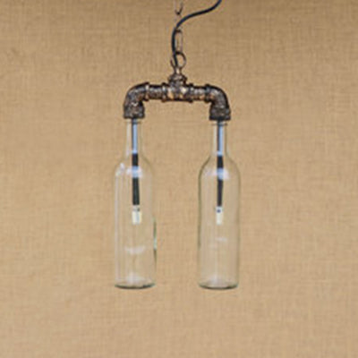 2-Light Chandelier Pendant Lighting Farmhouse Bottle Glass Shade - Rebooters