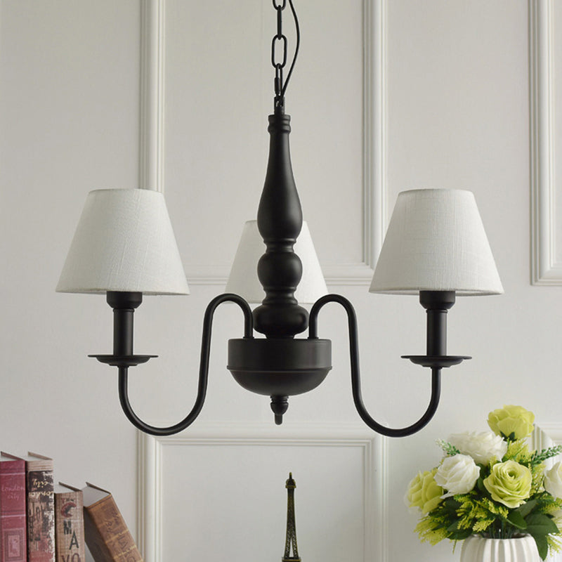 Three Lights Bucket Shade Chandelier Kids Metal Hanging Light in Black for Kindergarten - Rebooters