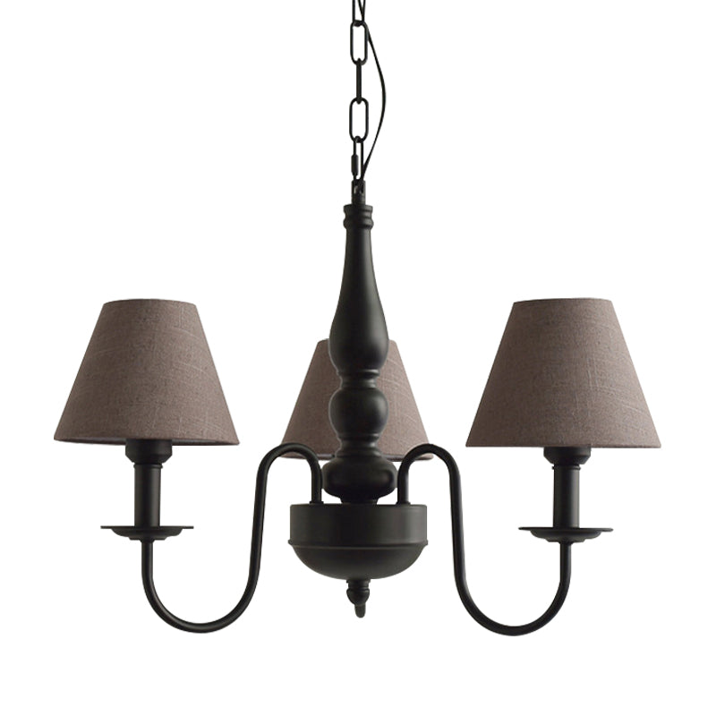 Three Lights Bucket Shade Chandelier Kids Metal Hanging Light in Black for Kindergarten - Rebooters