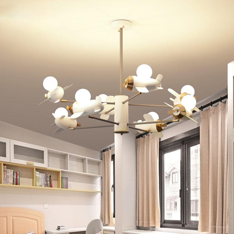 Airplane Pendant Chandelier Cartoon Metal 5/8 Heads Light Fixture - Rebooters