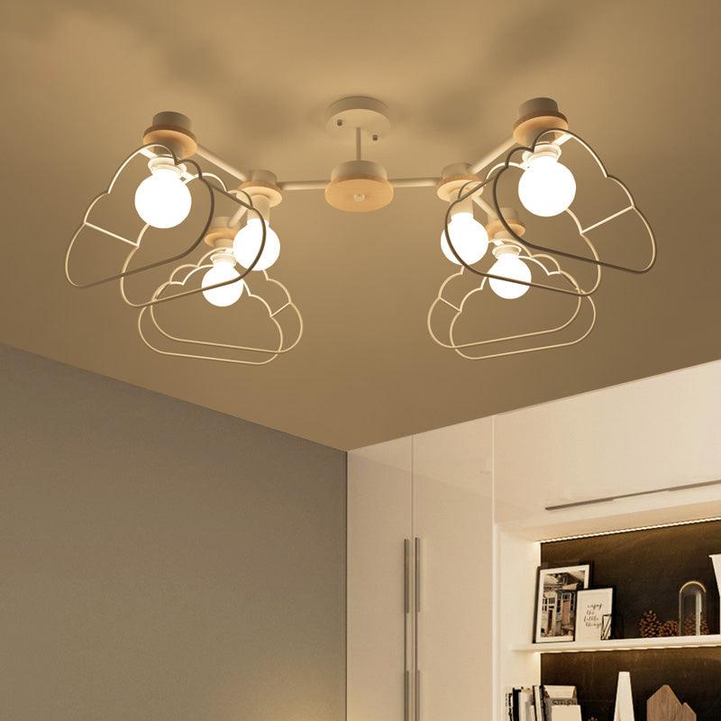 6-Light Bedroom Hanging Chandelier Cartoon White Lamp - Rebooters