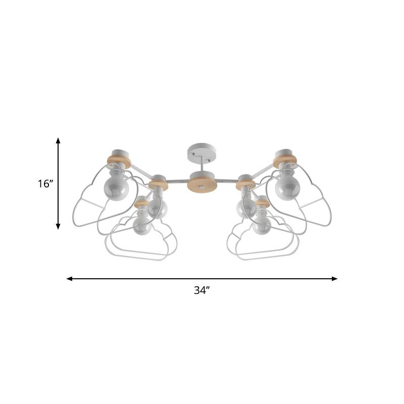 6-Light Bedroom Hanging Chandelier Cartoon White Lamp - Rebooters