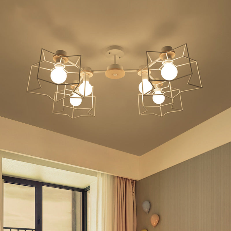6-Light Bedroom Hanging Chandelier Cartoon White Lamp - Rebooters