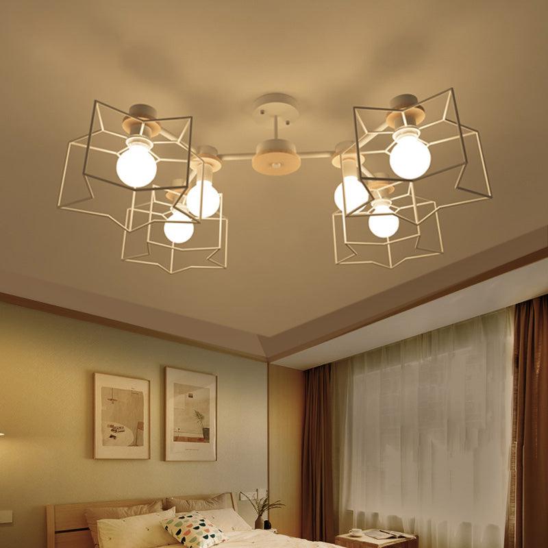 6-Light Bedroom Hanging Chandelier Cartoon White Lamp - Rebooters