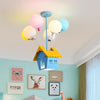Wood House Pendant Light with Colorful Balloon Chandelier - Rebooters