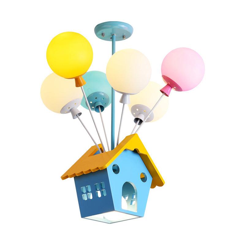 Wood House Pendant Light with Colorful Balloon Chandelier - Rebooters