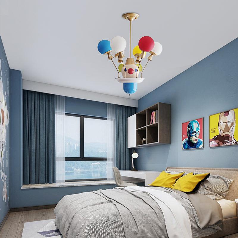 Kid Bedroom Clown Chandelier with Balloon Glass Resin Light - Rebooters