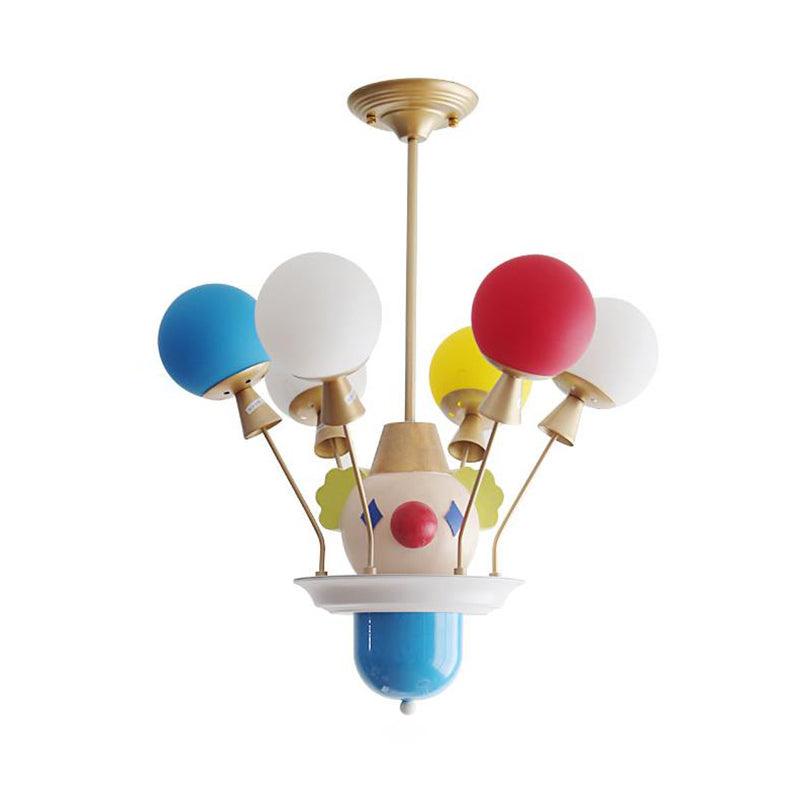 Kid Bedroom Clown Chandelier with Balloon Glass Resin Light - Rebooters