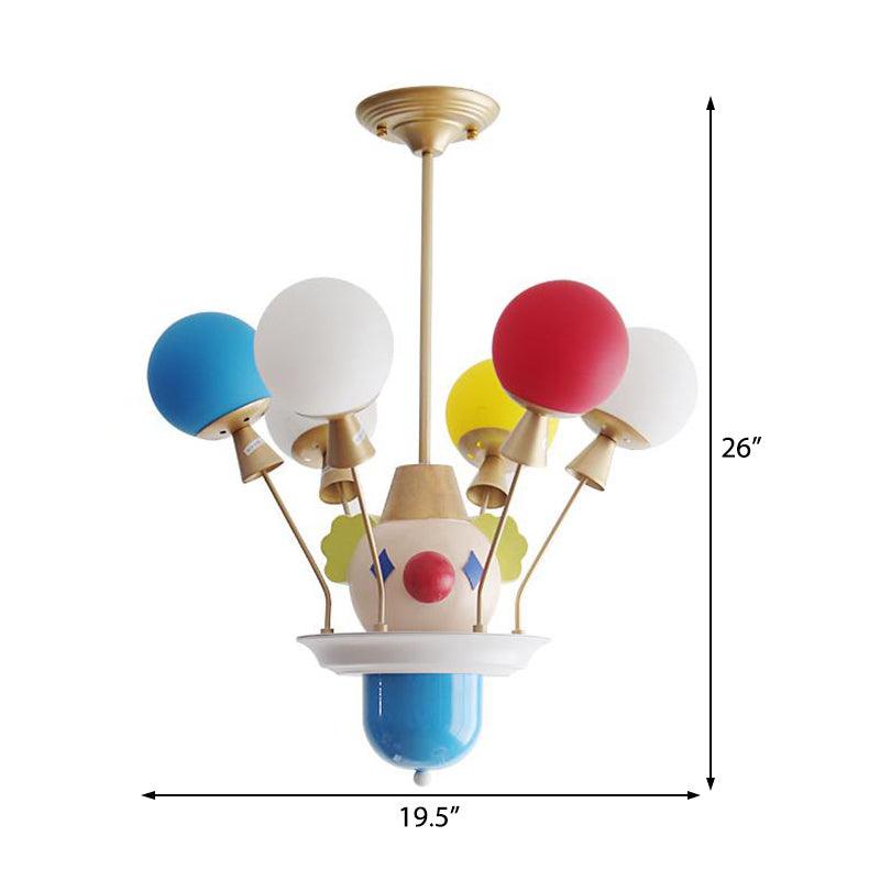 Kid Bedroom Clown Chandelier with Balloon Glass Resin Light - Rebooters