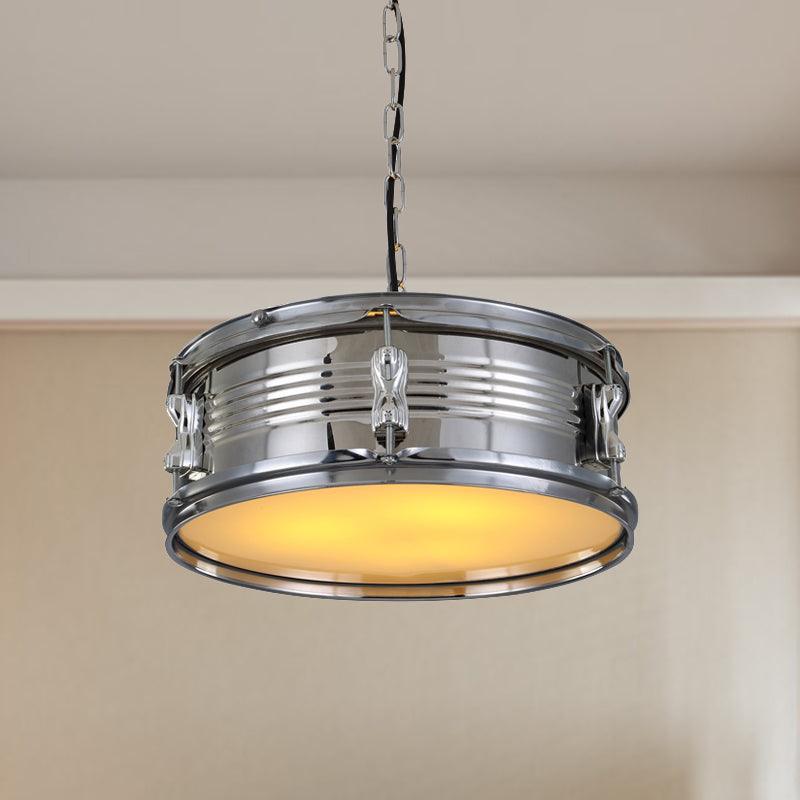 Drum Shape Metal Chandeliers Three-bulb Industrial Pendant Light - Rebooters