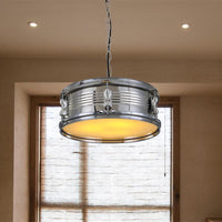 Drum Shape Metal Chandeliers Three-bulb Industrial Pendant Light - Rebooters