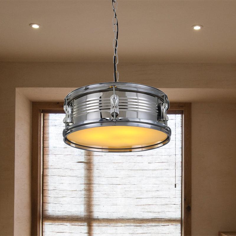 Drum Shape Metal Chandeliers Three-bulb Industrial Pendant Light - Rebooters