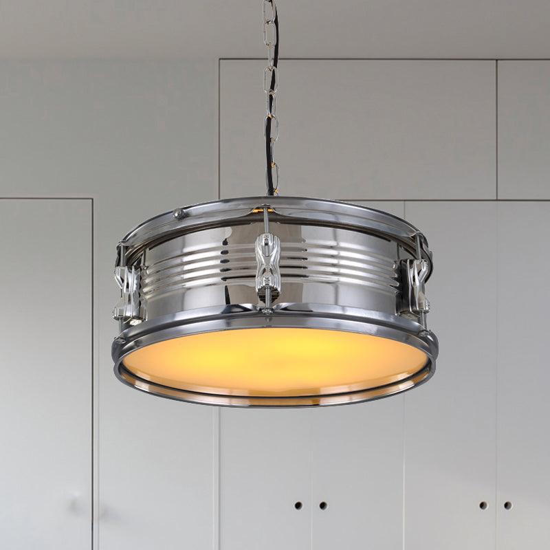 Drum Shape Metal Chandeliers Three-bulb Industrial Pendant Light - Rebooters