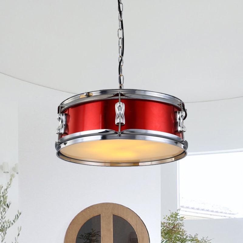 Drum Shape Metal Chandeliers Three-bulb Industrial Pendant Light - Rebooters