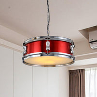 Drum Shape Metal Chandeliers Three-bulb Industrial Pendant Light - Rebooters