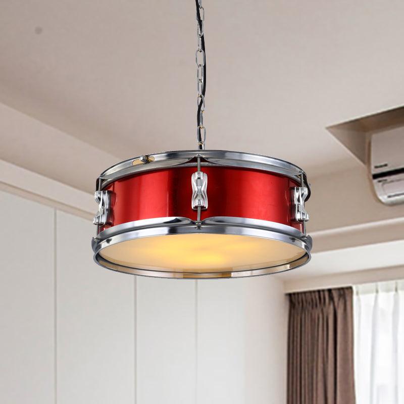 Drum Shape Metal Chandeliers Three-bulb Industrial Pendant Light - Rebooters
