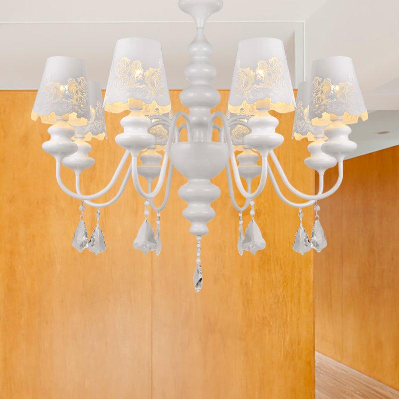 Modern Cone Chandelier Lamp With Metal Shade And Crystal Light - Rebooters
