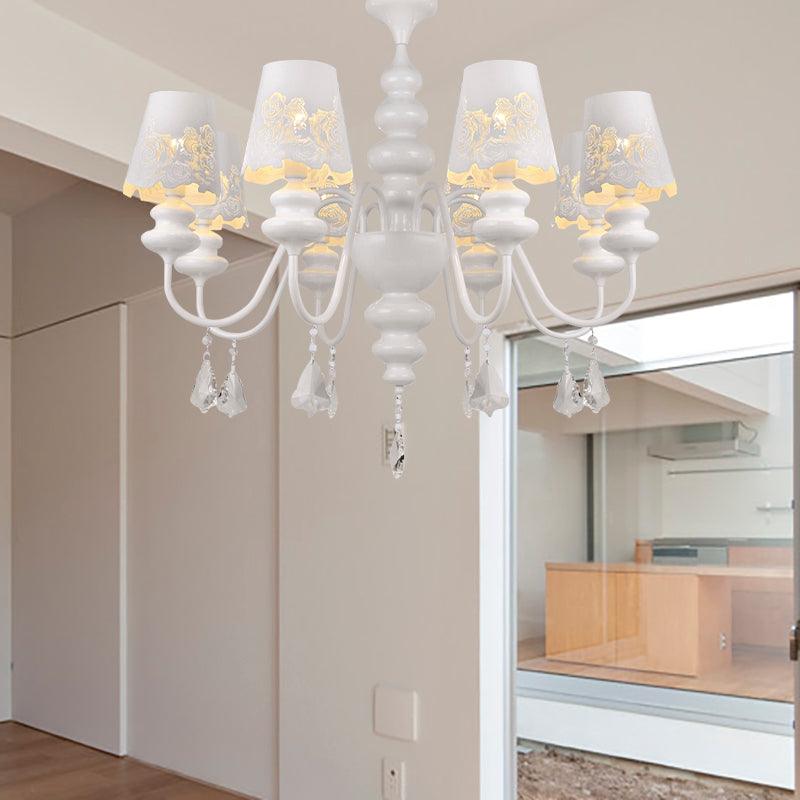 Modern Cone Chandelier Lamp With Metal Shade And Crystal Light - Rebooters