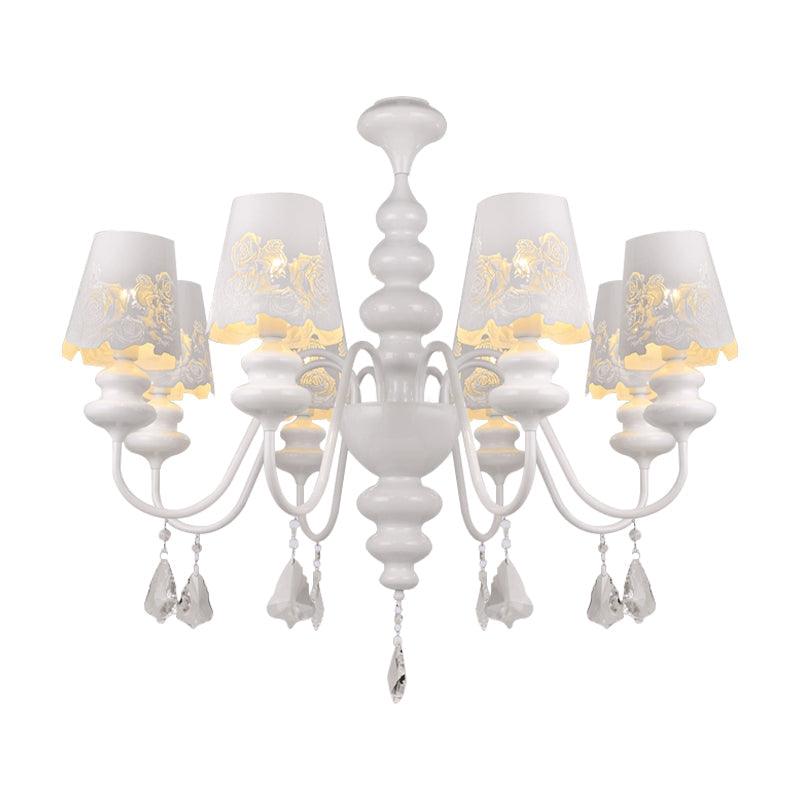 Modern Cone Chandelier Lamp With Metal Shade And Crystal Light - Rebooters