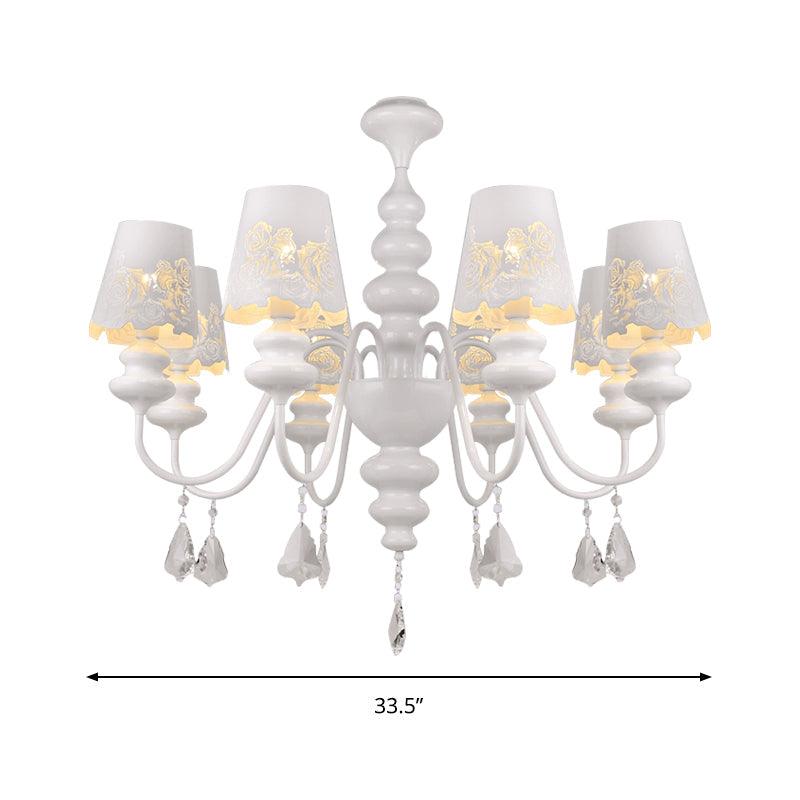 Modern Cone Chandelier Lamp With Metal Shade And Crystal Light - Rebooters