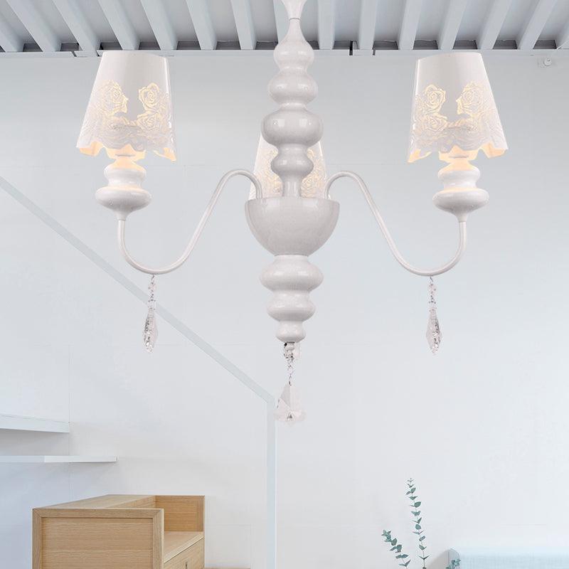 Modern Cone Chandelier Lamp With Metal Shade And Crystal Light - Rebooters