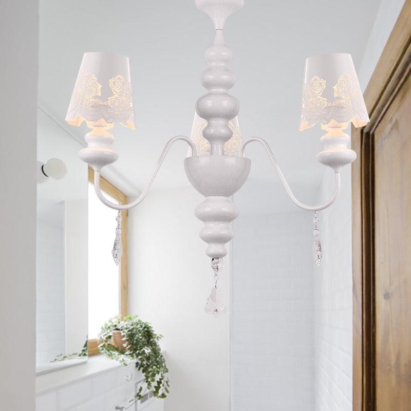 Modern Cone Chandelier Lamp With Metal Shade And Crystal Light - Rebooters