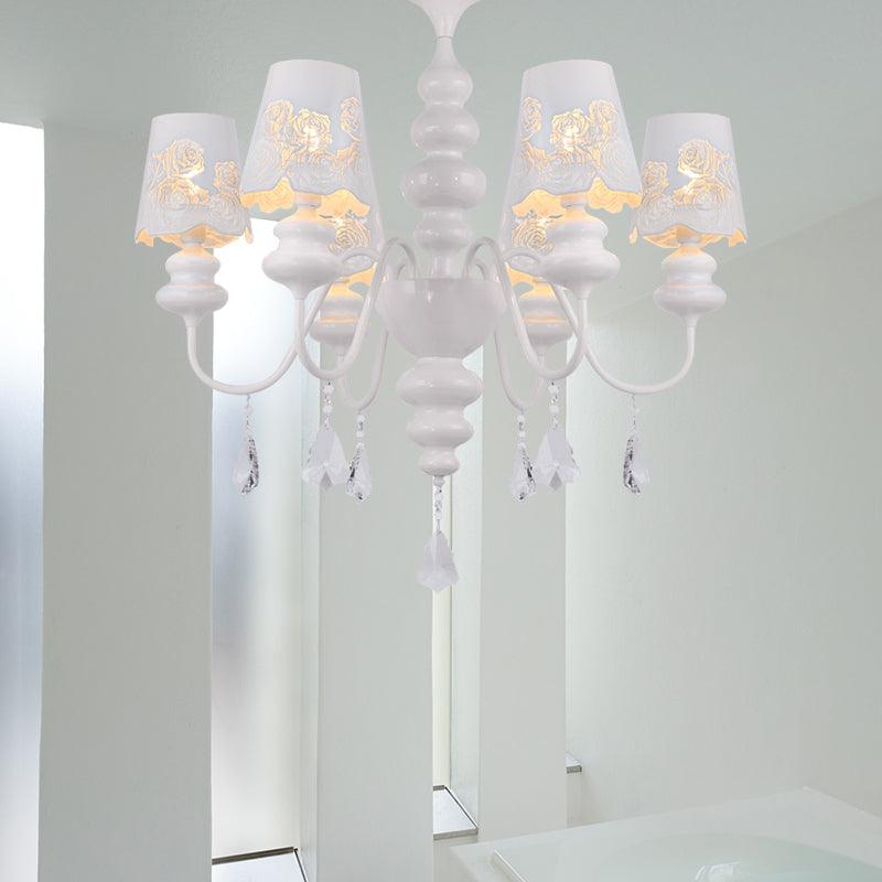 Modern Cone Chandelier Lamp With Metal Shade And Crystal Light - Rebooters