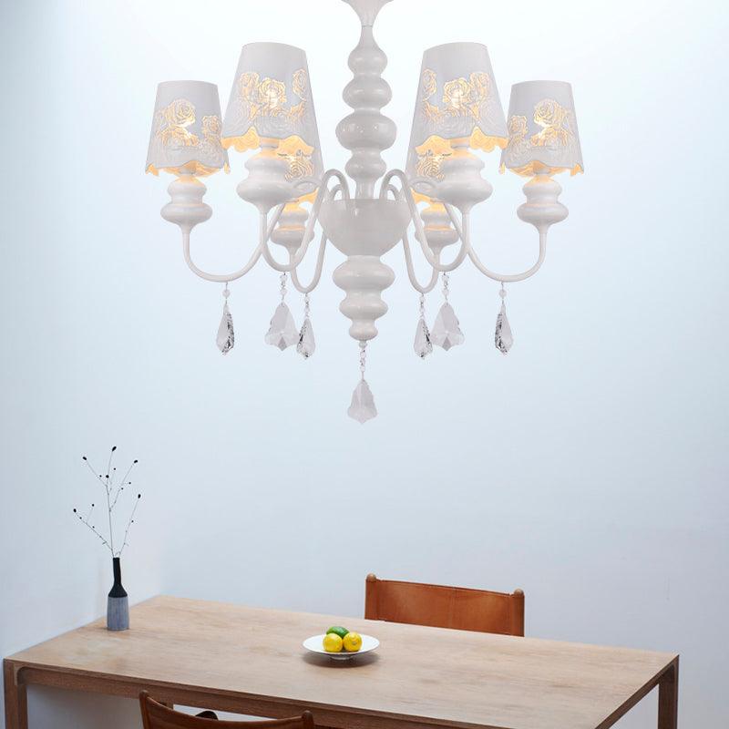 Modern Cone Chandelier Lamp With Metal Shade And Crystal Light - Rebooters