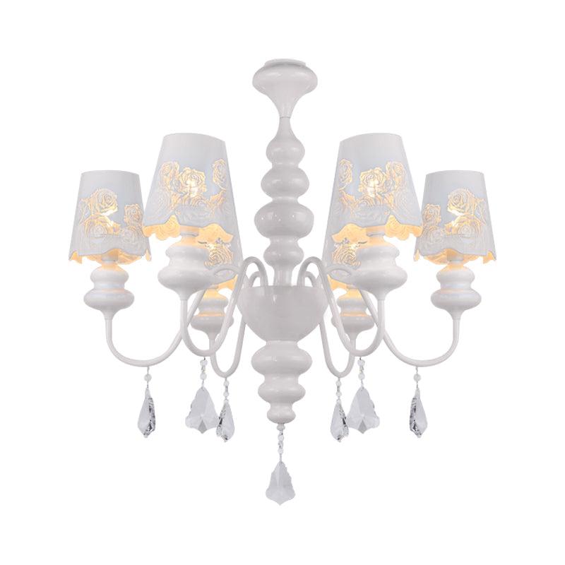 Modern Cone Chandelier Lamp With Metal Shade And Crystal Light - Rebooters