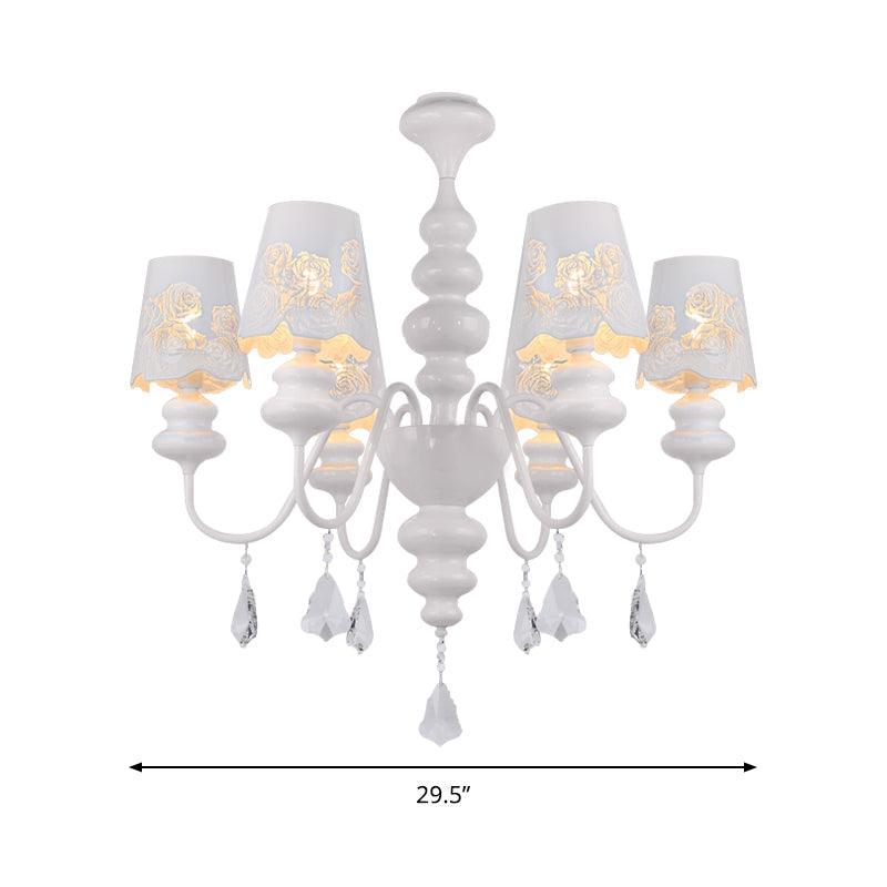 Modern Cone Chandelier Lamp With Metal Shade And Crystal Light - Rebooters