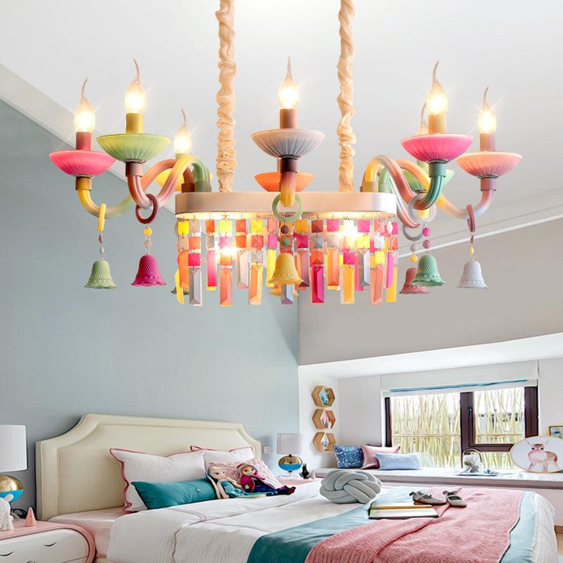 Glass Candle Suspension Light with Little Bell Kids Chandelier - Rebooters
