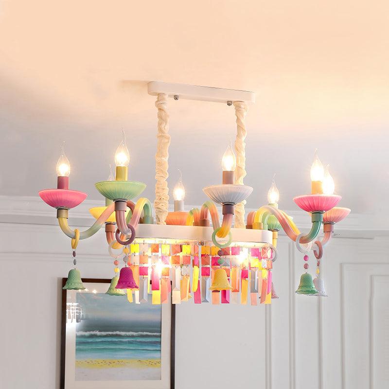 Glass Candle Suspension Light with Little Bell Kids Chandelier - Rebooters